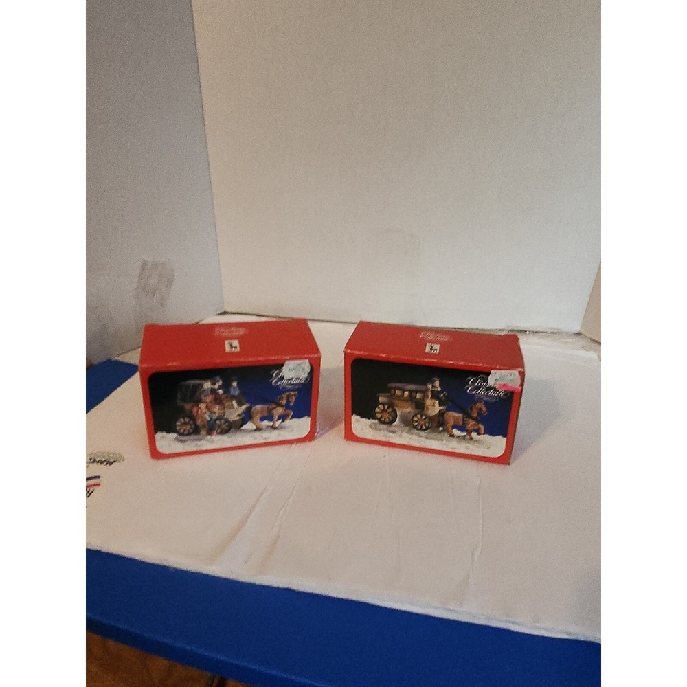 HORSE DRAWN CARRIAGE Santa's Best Christmas Collectible Vintage 1991  Lot Of 2